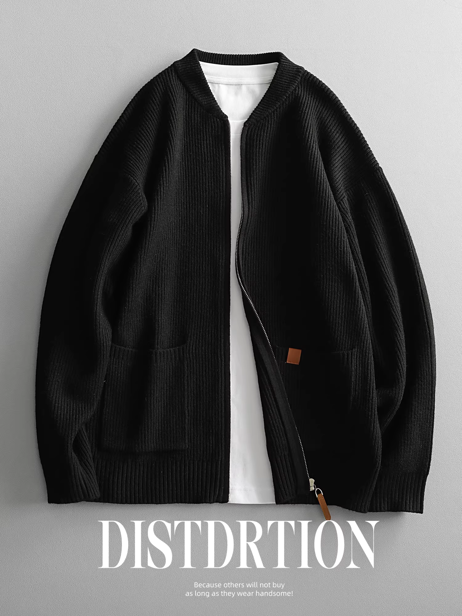 Ưu đãi đặc biệt: Áo khoác cardigan nam thiết kế khóa kéo thời trang thành thị, chất liệu dệt kim đa năng, kiểu dáng áo len cổ đứng nhỏ gọn.