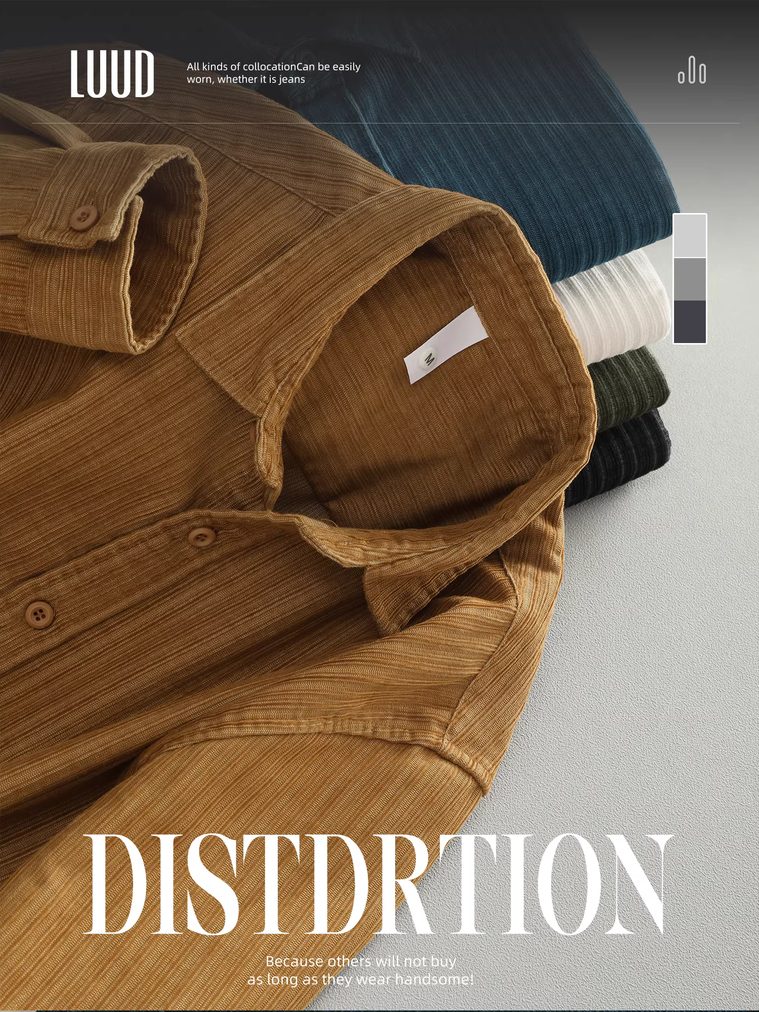 LUUD Thu Mới Thường Ngày Thanh Niên Áo Sơ Mi Vintage Đa Năng Phong Cách Nhật Bản Nghệ Thuật Chải Sọc Dọc Áo Sơ Mi Nam