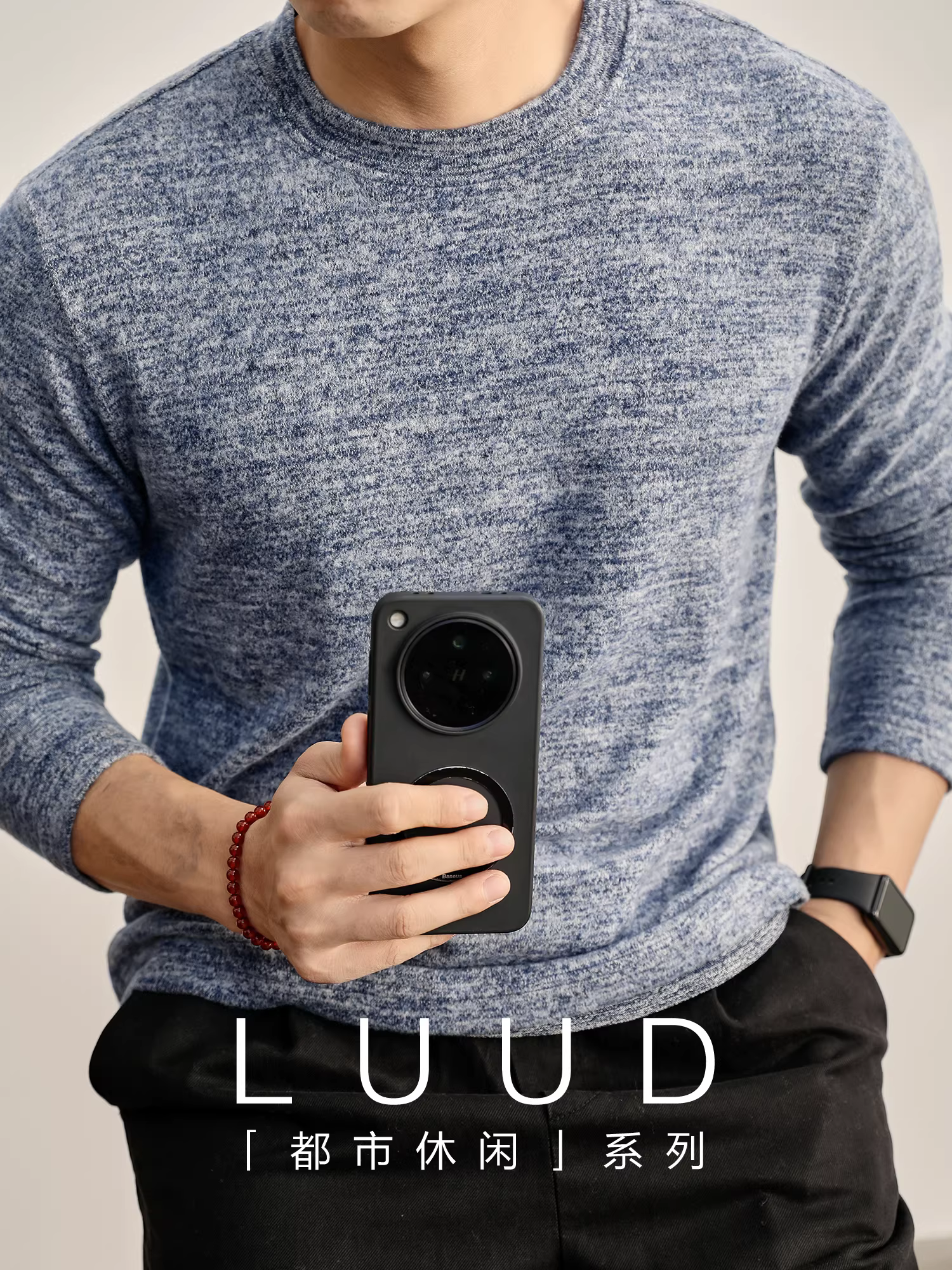 Áo thun nam LUUD phong cách lười biếng và thoải mái, họa tiết hoa, phối màu chuyển sắc, lớp trong 280g, chất liệu nhung mềm mại và co giãn.