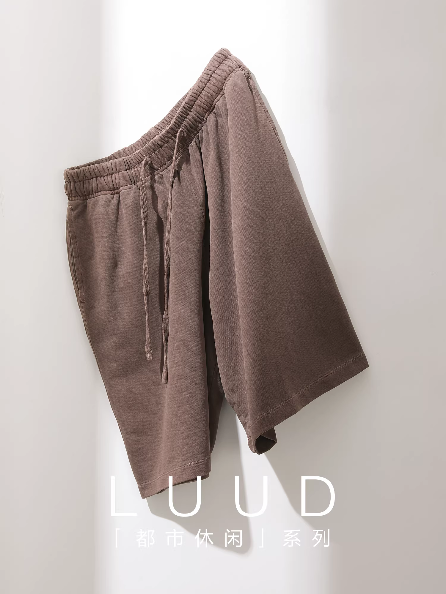 Quần short thể thao có dây rút bằng vải cotton nguyên chất LUUD dành cho nam, quần năm điểm dáng rộng ống thẳng phong cách đường phố mùa hè nặng ký hợp thời trang