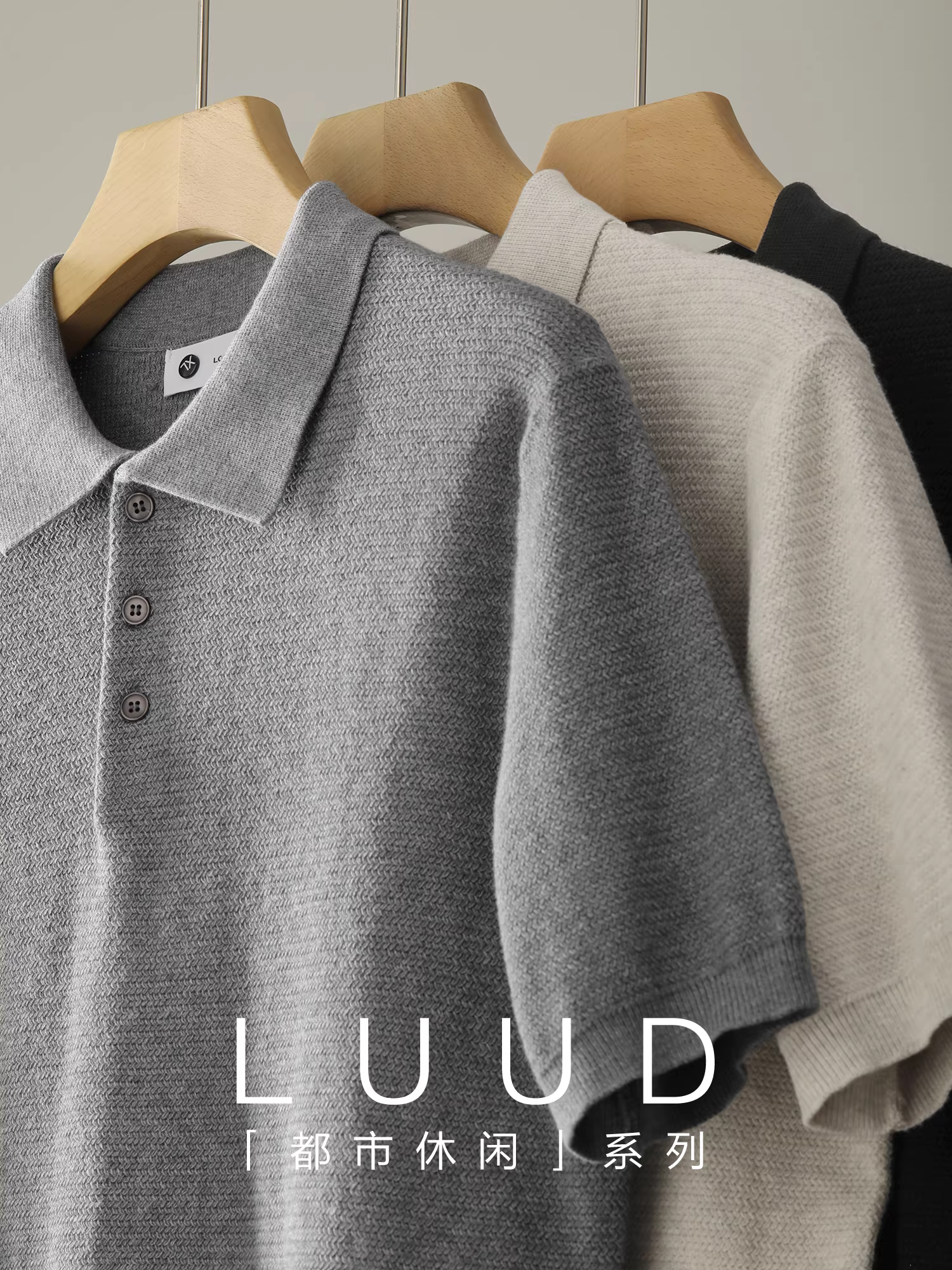 Áo polo nam chất liệu cotton chải kỹ, kiểu dáng ôm body, tay ngắn, cổ trụ, chất liệu mềm mại, phong cách tiền cổ điển LUUD, thích hợp cho mùa hè.