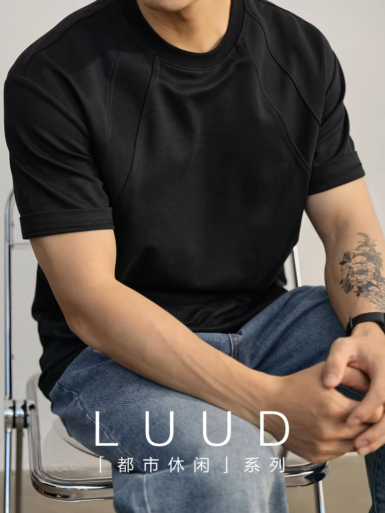 Áo thun ngắn tay kiểu dáng thời trang LUUD dành cho nam, thiết kế mùa hè được phá cách, áo thun rộng rãi đa năng.