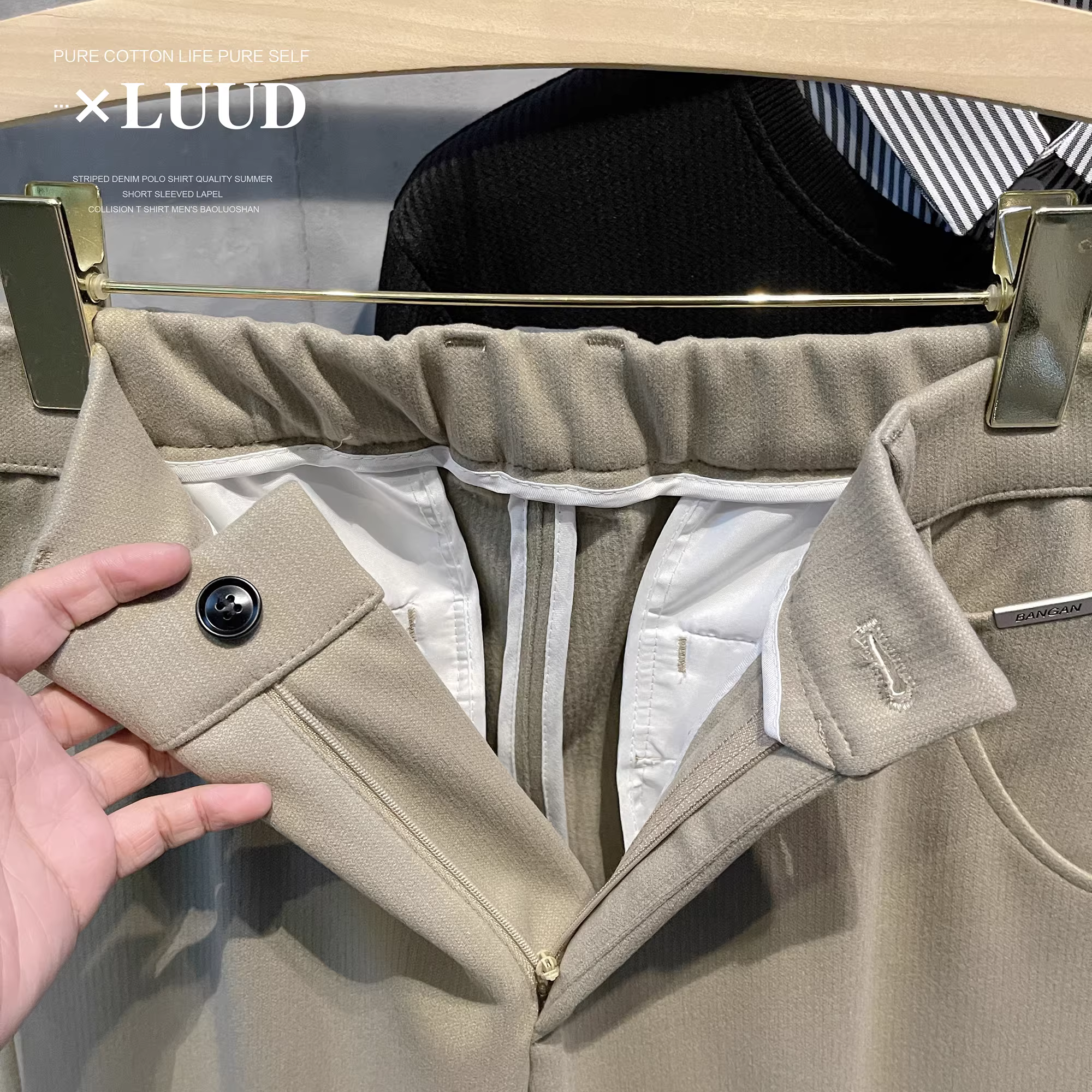 LUUD phong cách trưởng thành quần tây len công sở giản dị ấm áp quần ống đứng cao cấp phiên bản Hàn Quốc quần dài nam đa năng