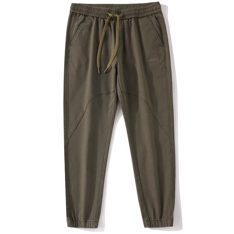 Quần âu nam LUUD mùa thu chất liệu vải tuýt, cotton đã qua xử lý, màu trơn, có dây rút, phong cách thể thao cổ điển, kiểu jogger.