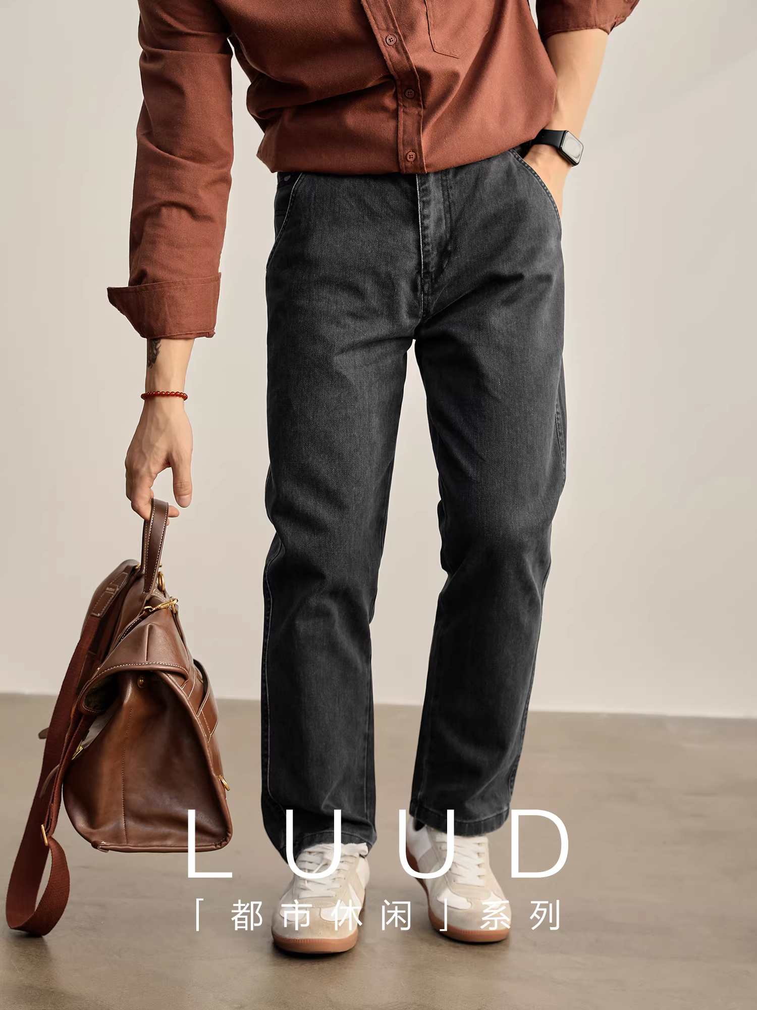 LUUD Thu Đông Nam Thời Trang Giặt Đa Năng Quần Jean Thẳng Vintage Đau Khổ 100% Cotton Quần Dài