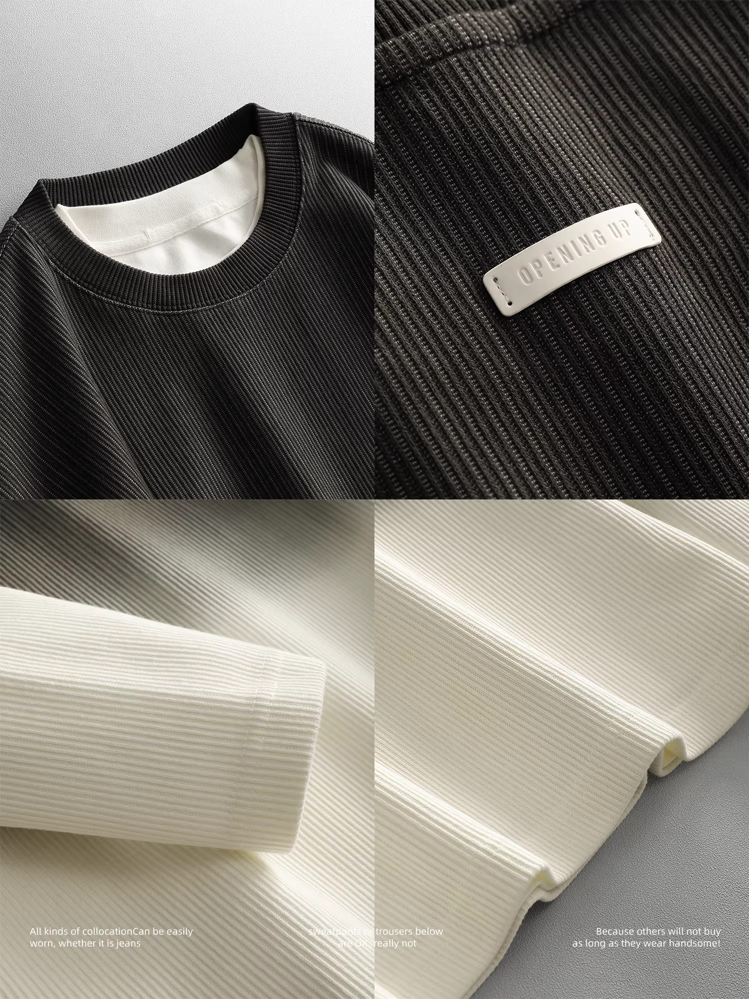 Ưu đãi đặc biệt: Áo len dài tay dệt jacquard phối màu thời thượng dành cho nam, kiểu dáng hiện đại, rộng rãi, cổ tròn.