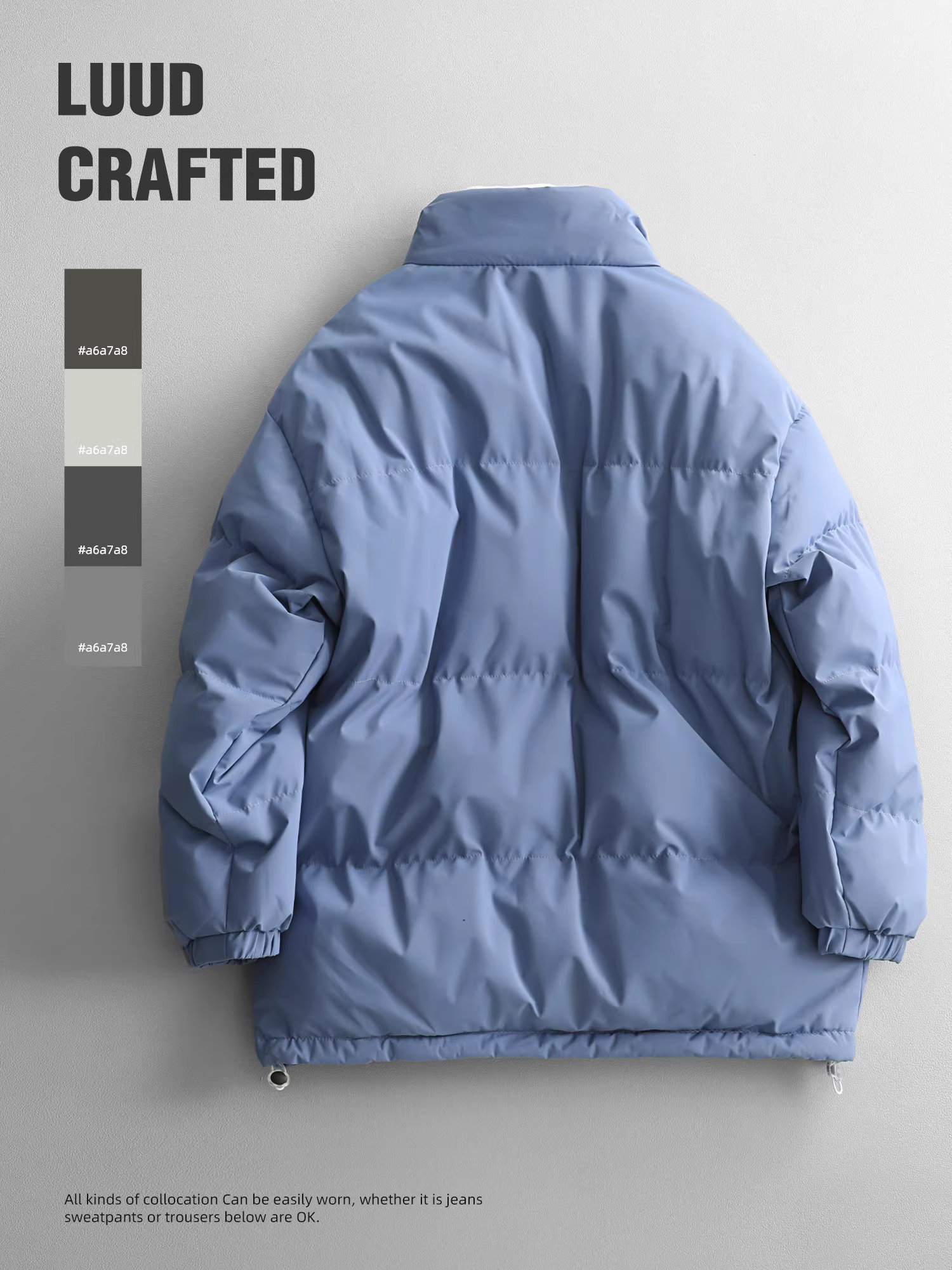 Áo khoác cotton ấm áp hợp thời trang LUUD dành cho nam, thiết kế cao cấp, áo khoác dày chống lạnh, áo khoác phao cổ đứng màu trơn