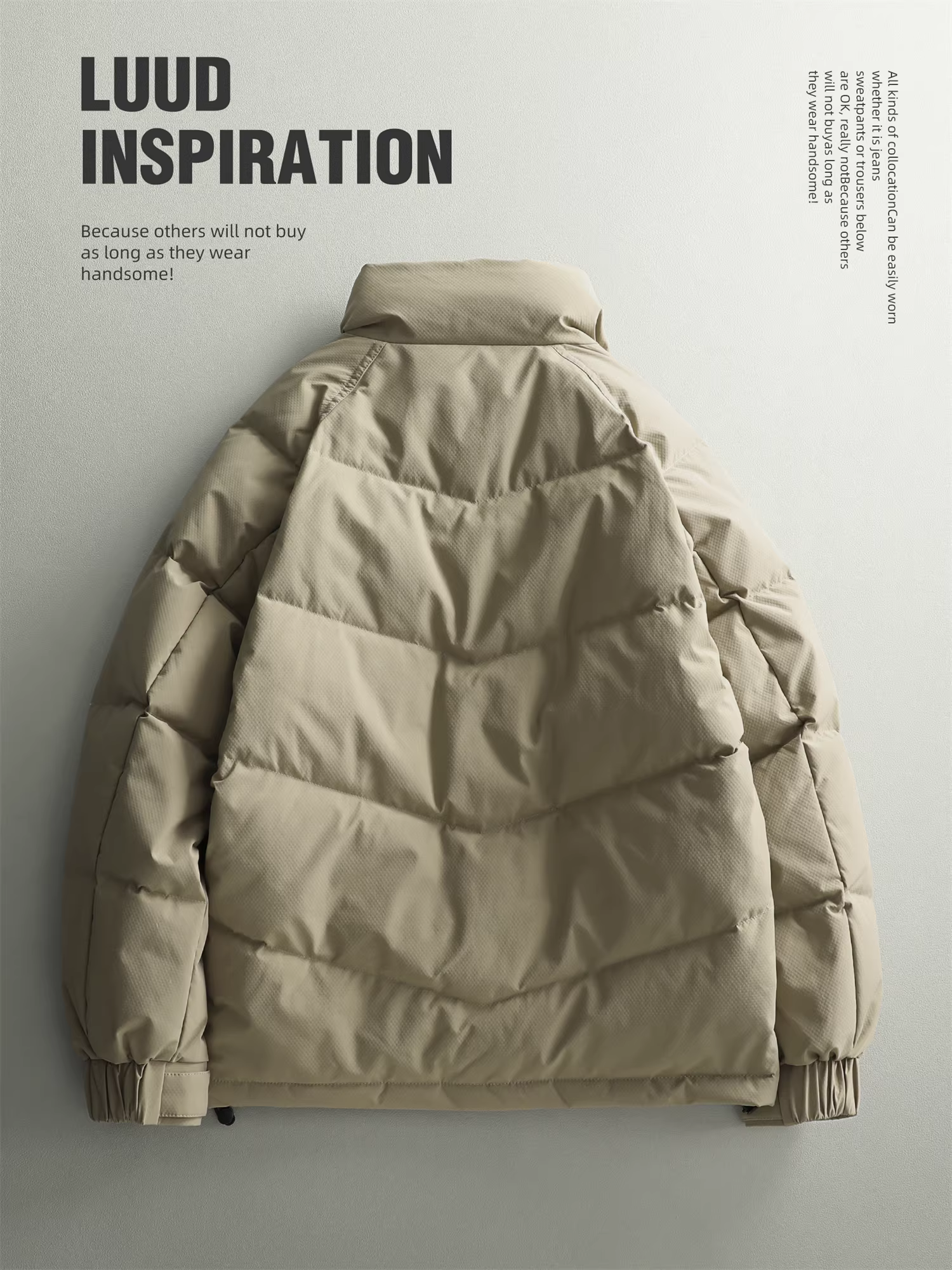 Áo khoác cổ đứng mùa đông LUUD dành cho nam, áo khoác dày kiểu dáng mới của thương hiệu thời trang Mỹ, áo khoác phao ấm áp và chống lạnh.