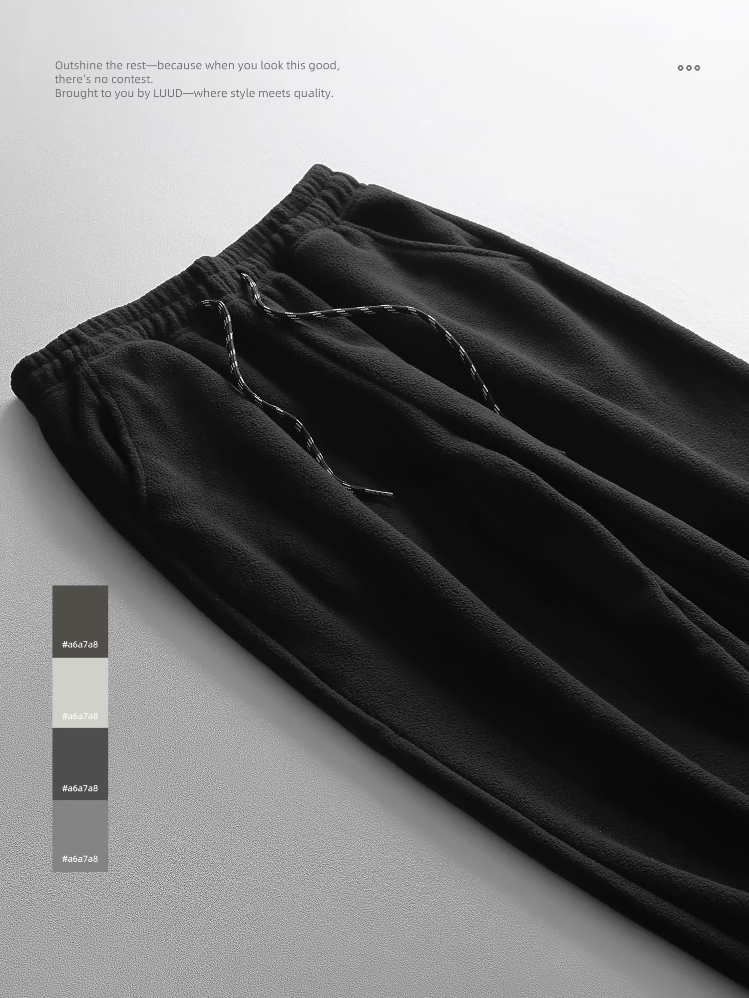 Quần thể thao dây rút lông cừu đơn giản màu đen LUUD dành cho nam, quần dài ống đứng co giãn eo thẳng mùa đông mới dành cho nam giới