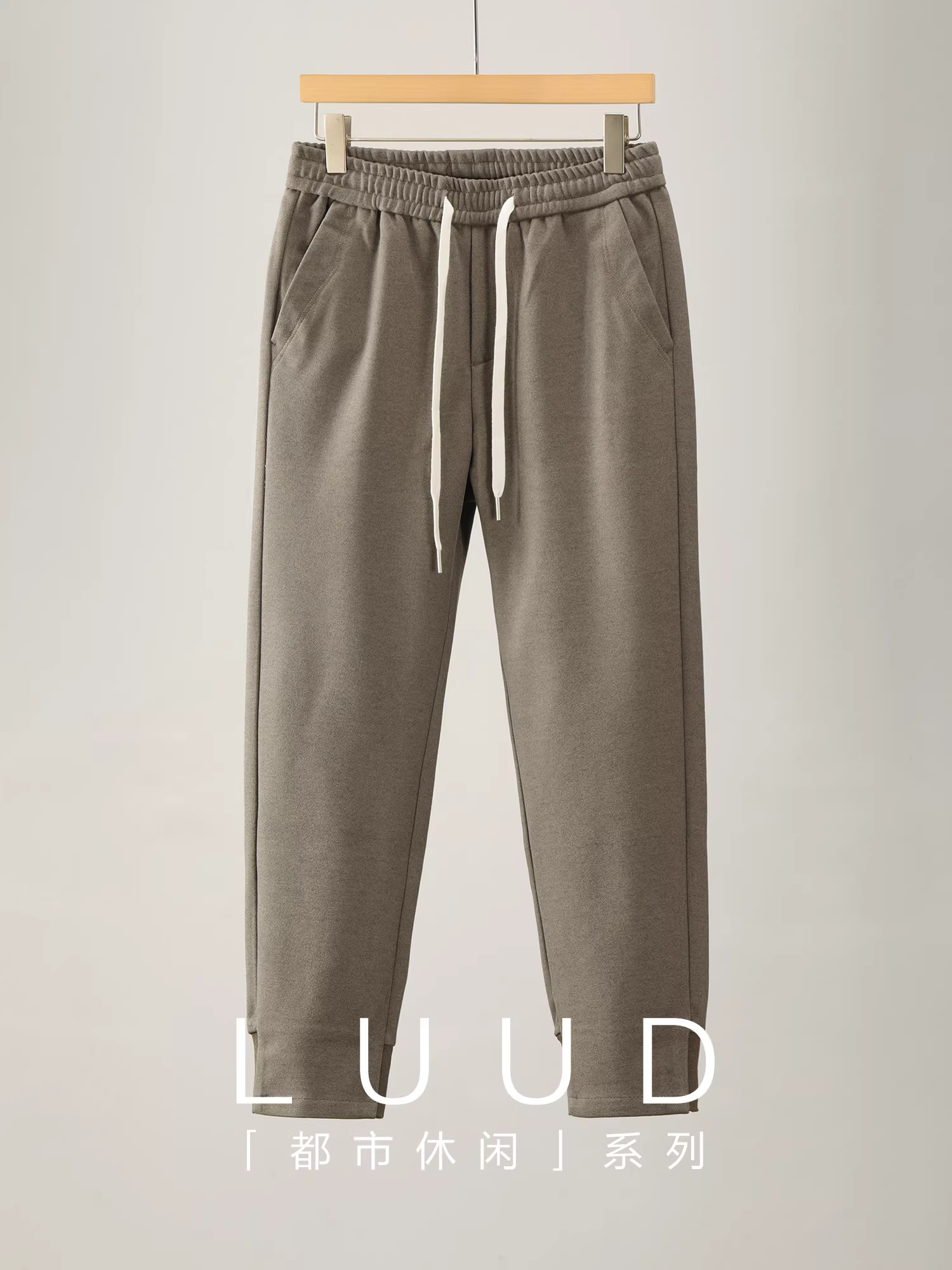 Quần thể thao mùa đông LUUD dày dặn bằng len có dây rút, lưng thun co giãn dành cho nam, lót lông cừu, chống nhăn.