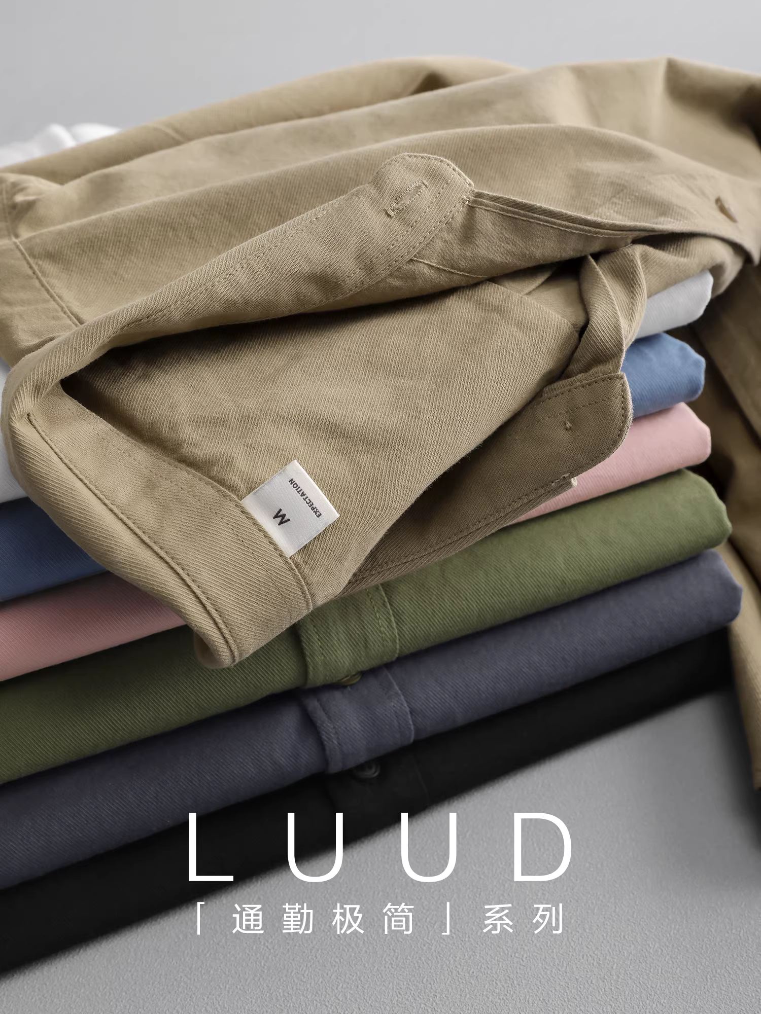 Áo sơ mi nam LUUD màu xanh nhạt sang trọng phong cách hợp thời trang thương hiệu cotton nguyên chất có cổ áo sơ mi thường ngày áo khoác ngoài áo khoác