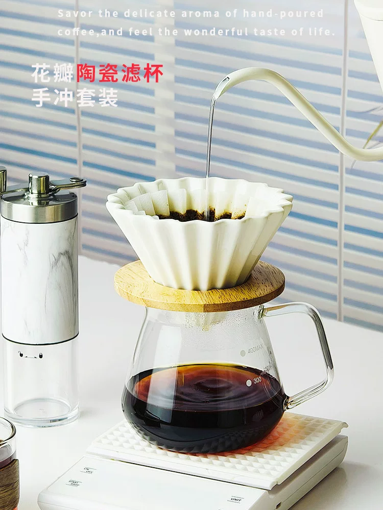 dheer petal cốc lọc gốm v 40% off cốc lọc giấy bộ ấm pha cà phê thủ công phễu lọc cà phê