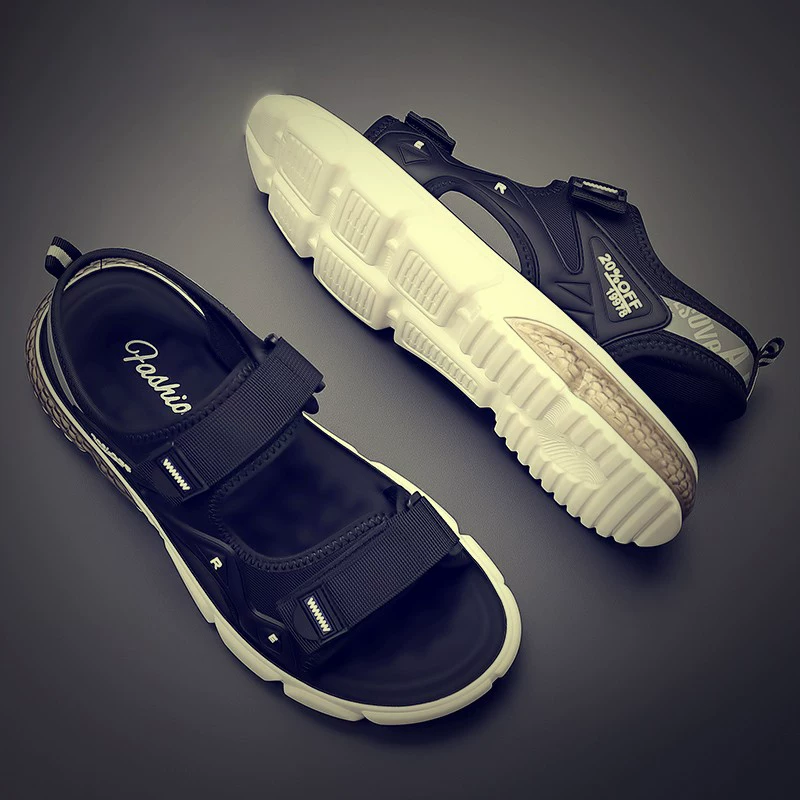Giày sandal kiểu Anh cho nam, kiểu dáng mùa hè mới dành cho các môn thể thao ngoài trời và giải trí, giày đi biển cỡ lớn dành cho nam thanh niên, chống trơn trượt và không thấm nước