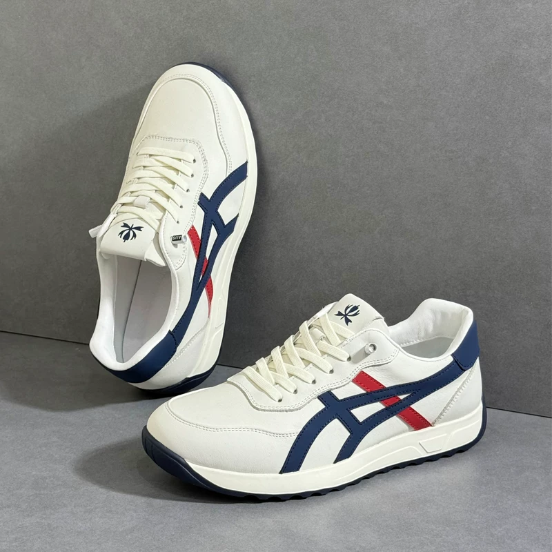 Giày Nam DeXun 2025 Mẫu Mới Da Thật Thời Trang Giày Thể Thao Sneaker Nam Màu Khối Cổ Điển Giày Forrest Gump