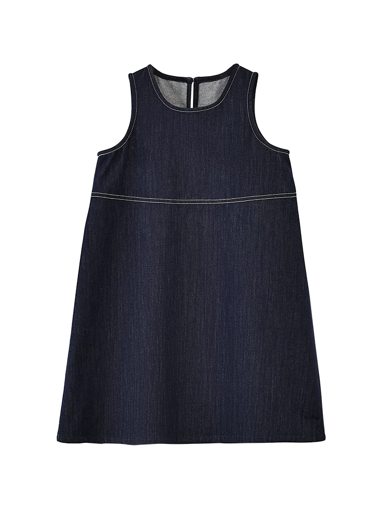 Quần áo trẻ em Váy denim cổ điển Nhật Bản Váy hai dây dài vừa phải cho bé gái Váy mỏng mùa hè cho bé gái