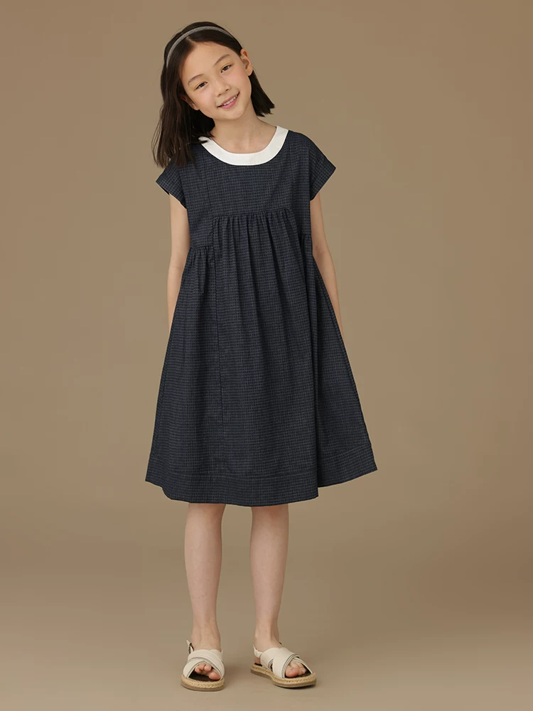 Váy vest mùa hè cho trẻ em mang lại cảm giác cao cấp, váy màu xanh hải quân cho các cô gái lớn tuổi, váy mỏng mùa hè cho bé gái.