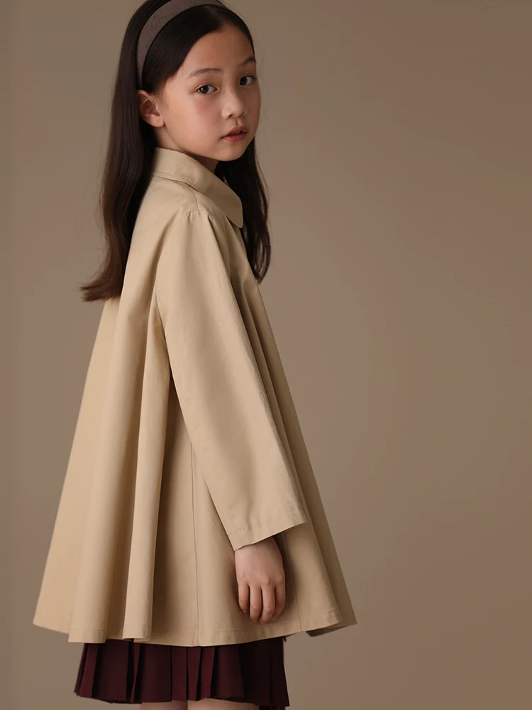 Quần áo trẻ em mùa xuân thu áo khoác trẻ em thiết kế đơn giản cổ búp bê áo cho trẻ lớn hơn áo khoác cho bé gái