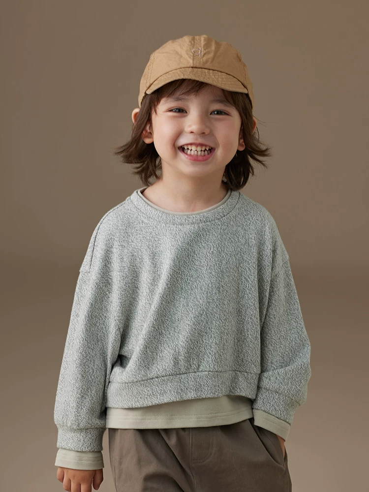 Quần áo trẻ em mùa xuân thu áo bé trai và bé gái dáng rộng giả hai mảnh áo cotton trẻ em mùa thu phong cách mới