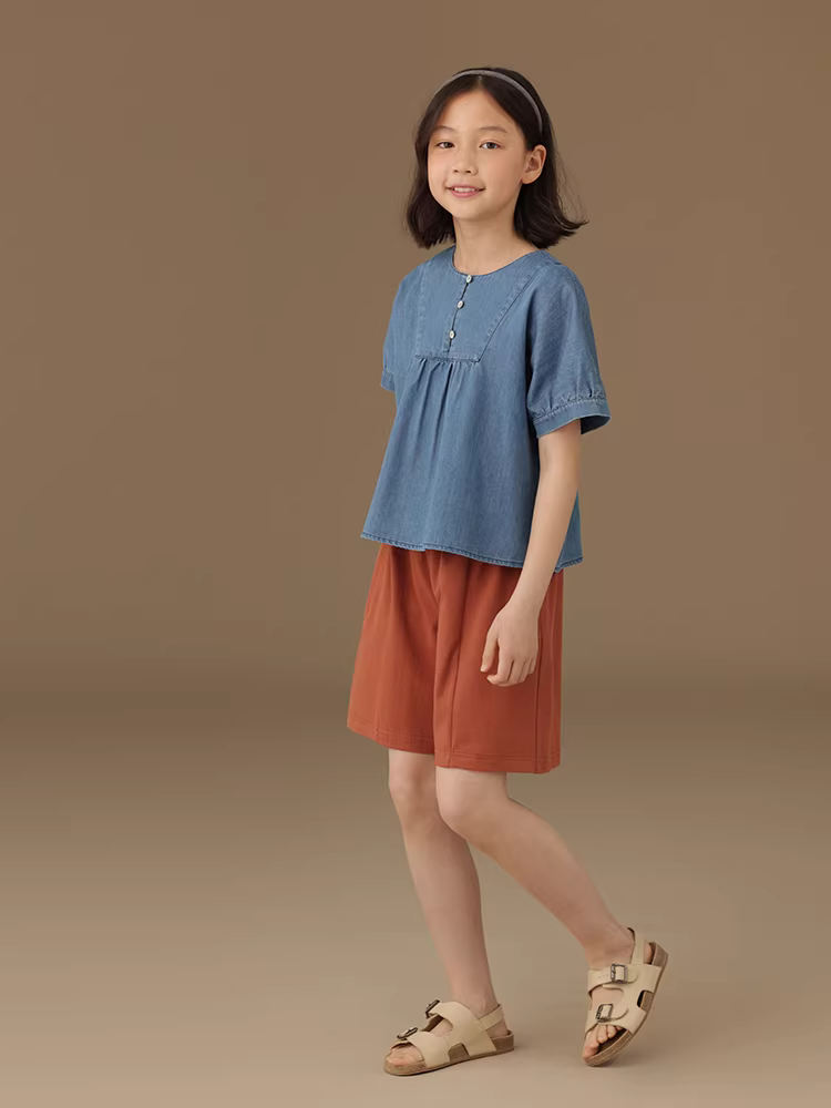 Quần ống rộng màu cam cho bé trai và bé gái, đa năng, thoải mái, rộng rãi, thoáng khí, quần short thông thường cho trẻ em, mỏng cho mùa hè