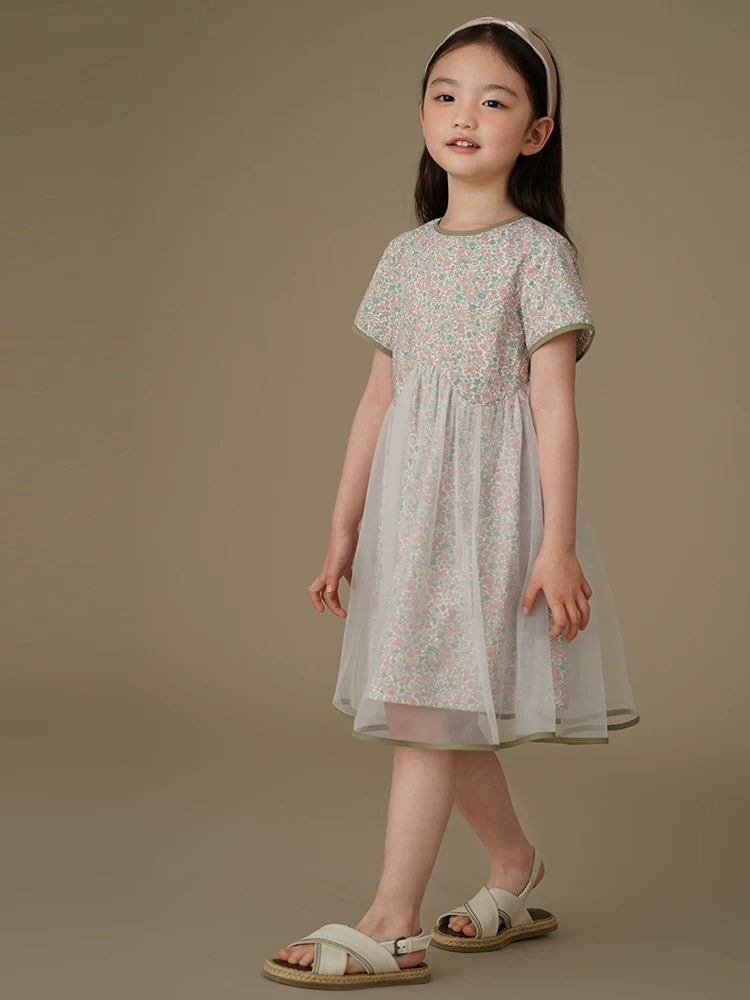 Váy hoa vintage mùa hè cho bé gái Hazi, chân váy voan cho trẻ lớn, trang phục mùa hè 2025 kiểu dáng thời trang mới.