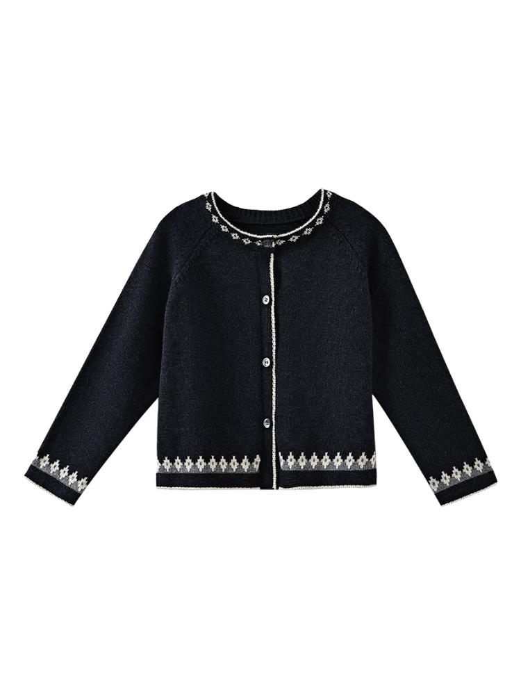 Quần áo trẻ em mùa thu đông áo len trẻ em phong cách retro Nhật Bản áo cardigan dệt kim áo bé gái 25 mẫu áo lót mới cho bé gái