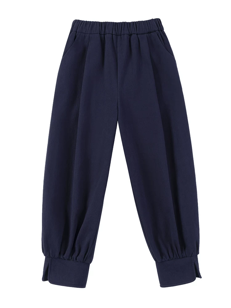 Quần dài trẻ em thu đông, chất liệu mềm mại, kiểu jogger, màu xanh navy, dành cho bé trai và bé gái