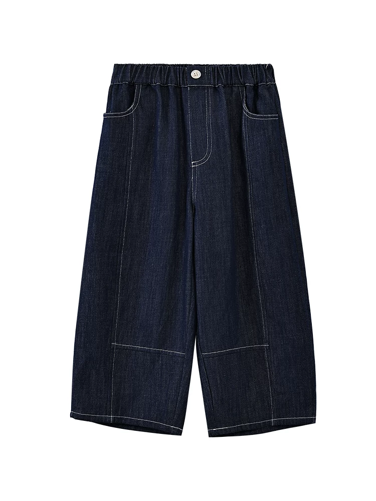 Quần thường ngày cho trẻ em, quần ống rộng dáng rộng và đơn giản, quần dài denim cho bé trai và bé gái, kiểu dáng mỏng mùa hè.
