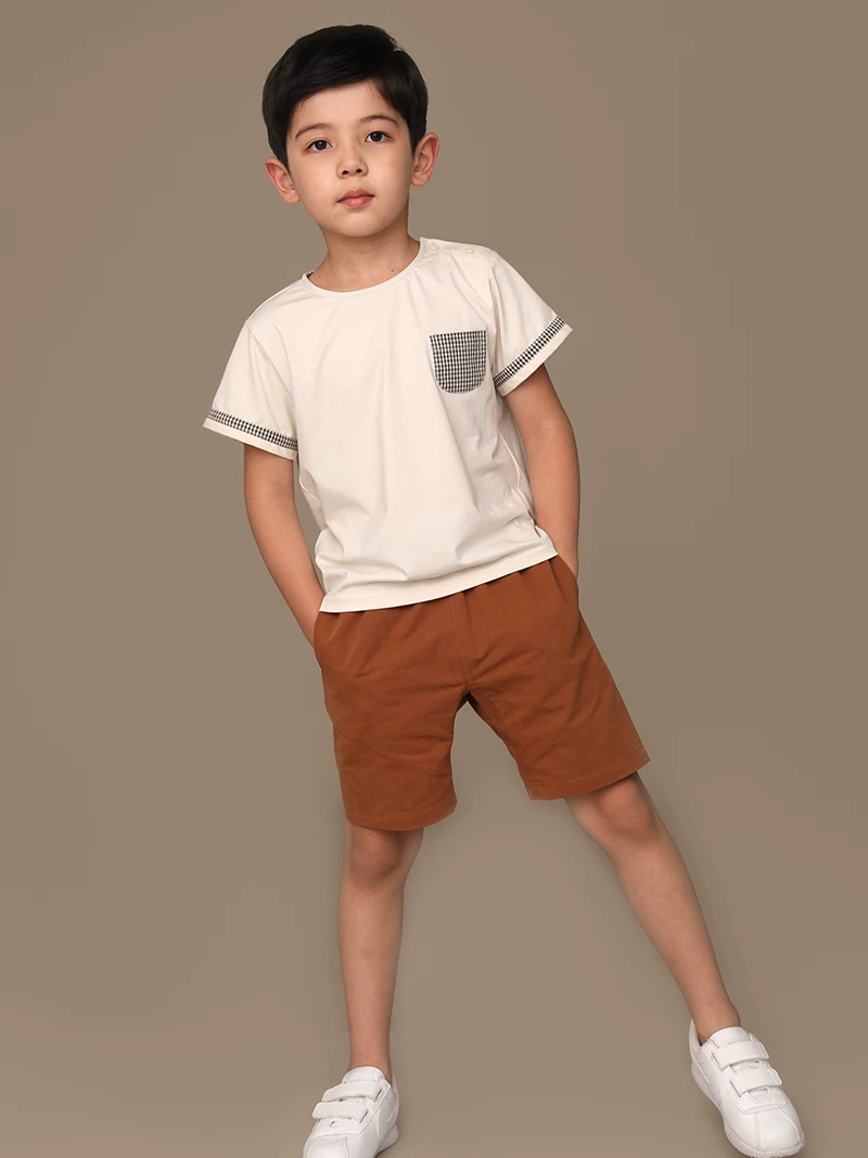 Hazi Quần Áo Trẻ Em Mùa Hè Phong Cách Mới Unisex Cotton Nhanh Khô Màu Khối Áo Thun Tay Ngắn Cho Bé Áo Lót