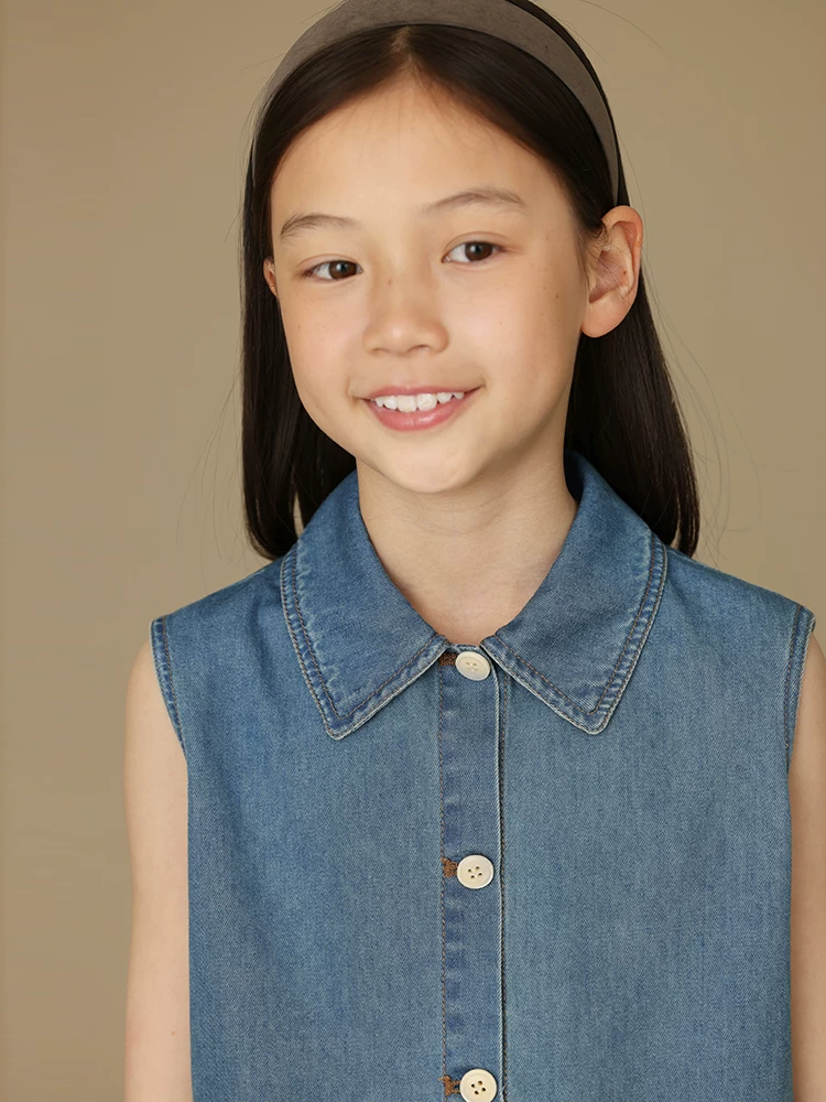 Áo denim trẻ em mùa hè áo vest mỏng cotton thân thiện với da áo sơ mi không tay bé trai bé gái quần áo mùa hè