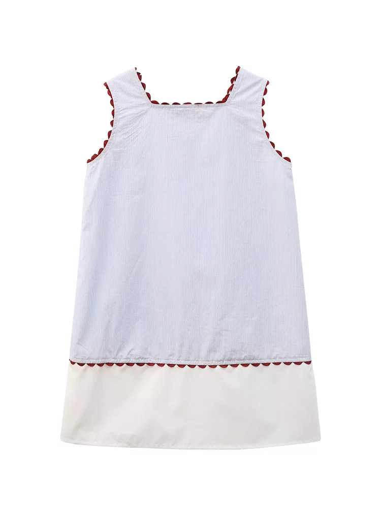 Quần áo trẻ em mùa hè váy chữ A sọc xanh váy cotton thân thiện với da váy không tay váy mỏng cho bé gái