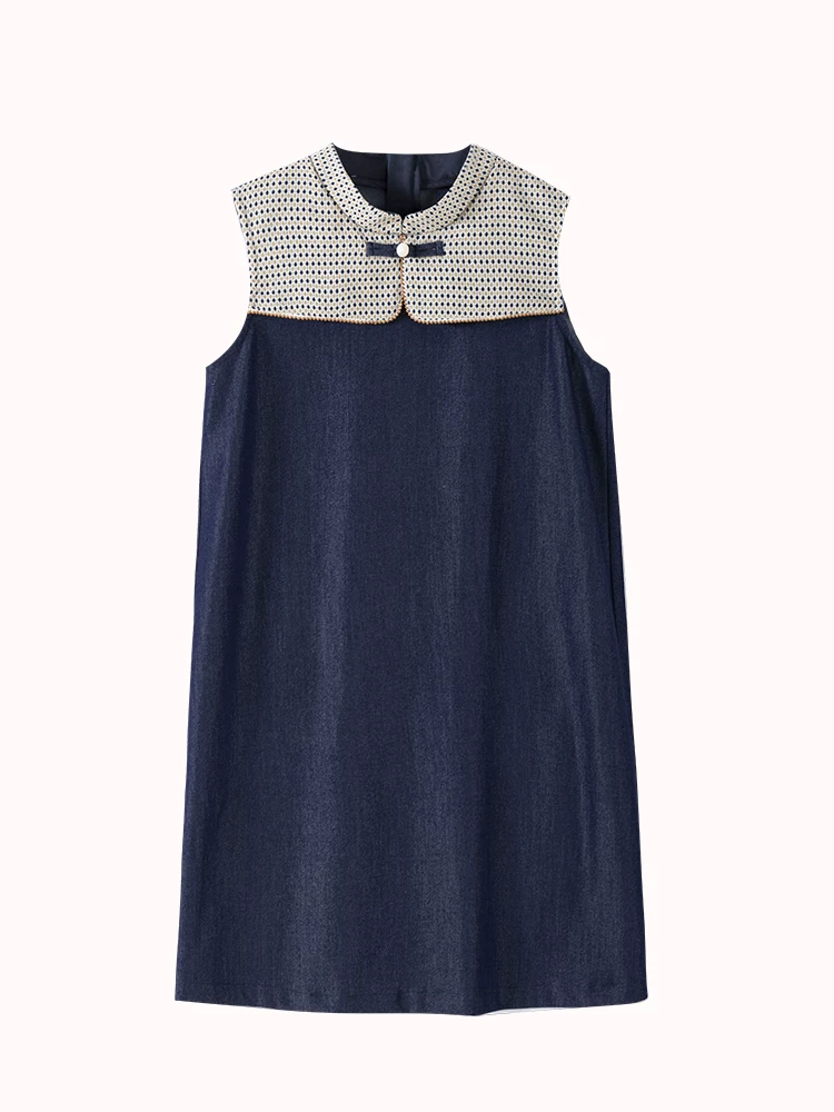 Quần áo trẻ em mùa hè theo phong cách Trung Hoa, váy kiểu Trung Hoa mới dành cho bé gái, váy denim phối vải rộng rãi và thoải mái mang lại cảm giác cao cấp.