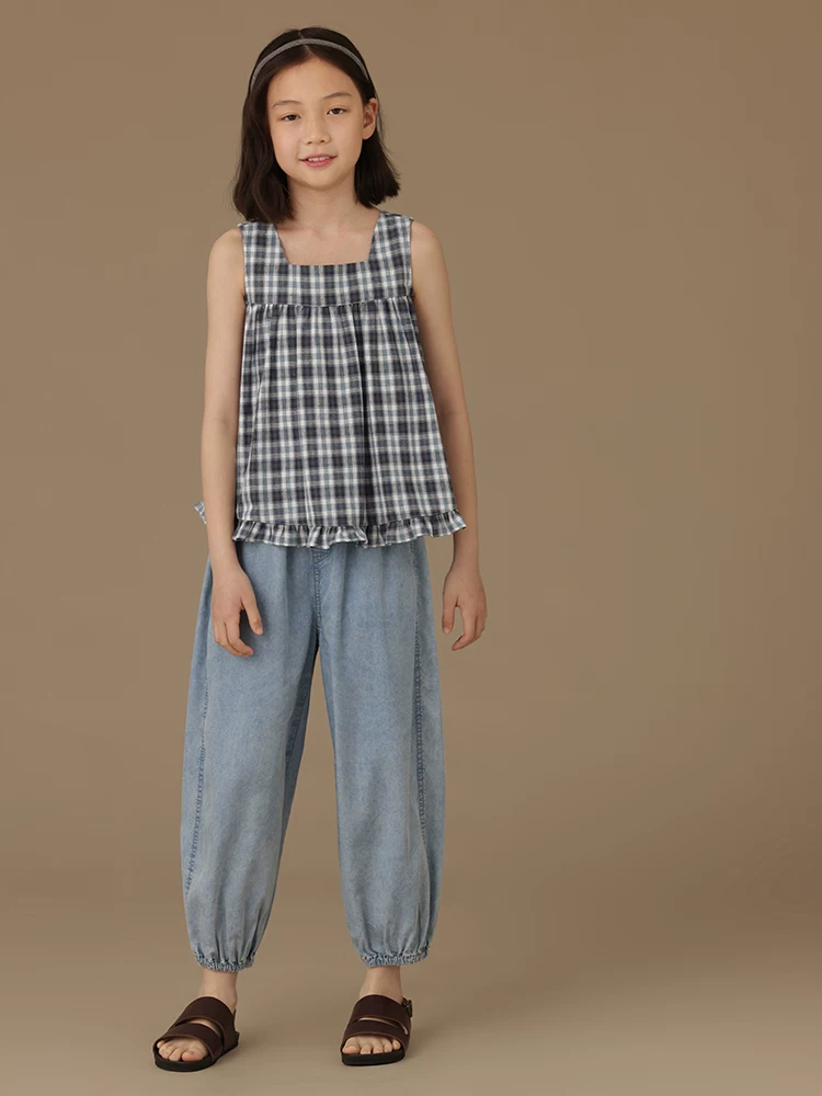 Quần denim trẻ em mùa hè mỏng thoáng khí quần dài thường ngày quần jogger chống muỗi quần bé trai bé gái quần chống nắng