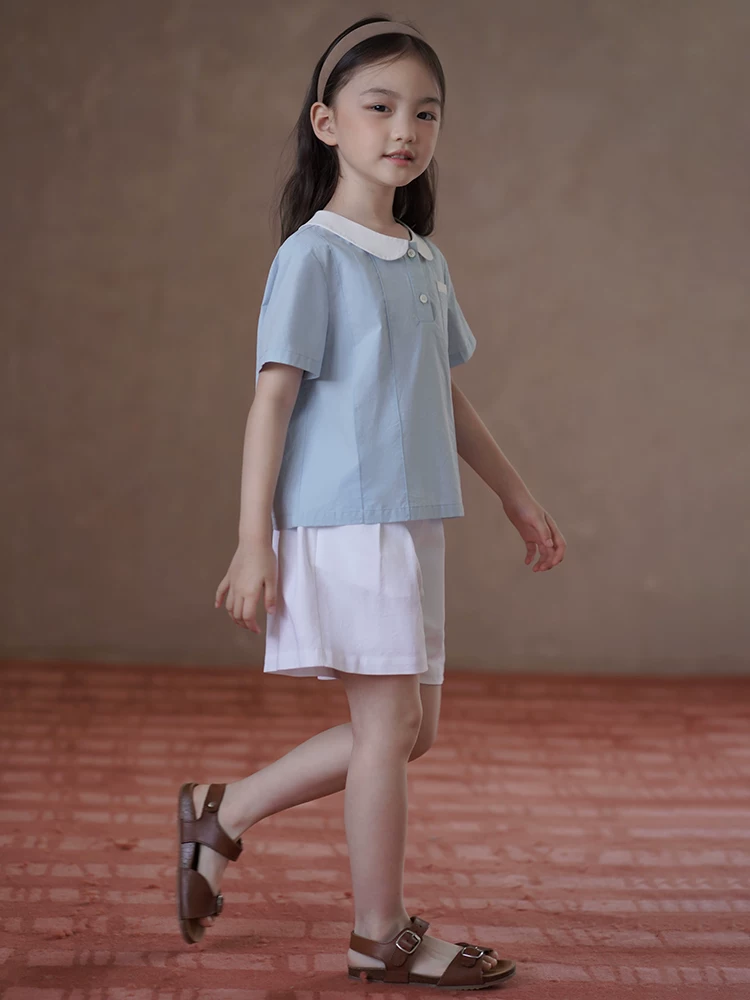 Quần áo trẻ em mùa hè quần kiểu Pháp giản dị dành cho trẻ em quần short dài đến đầu gối dành cho bé gái quần short trắng dành cho bé gái thân thiện với làn da và thoải mái