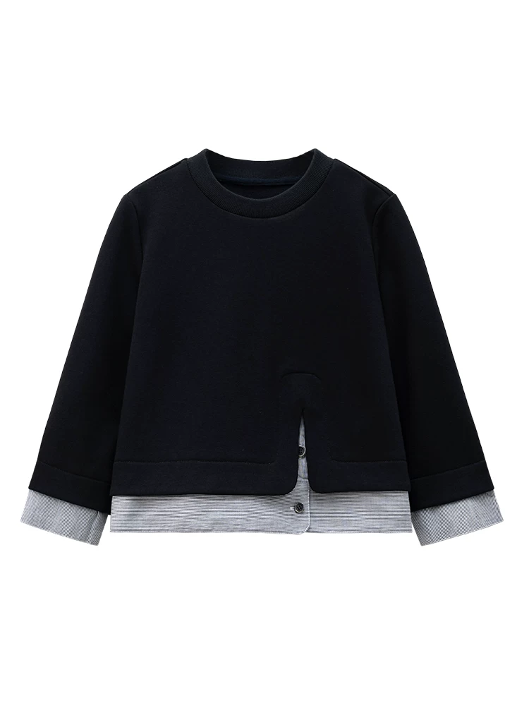 Quần áo trẻ em thời thượng kiểu hai mảnh áo sweatshirt cho mùa thu đông, áo thun đa năng phong cách thường ngày cho bé trai và bé gái, áo khoác thời trang.