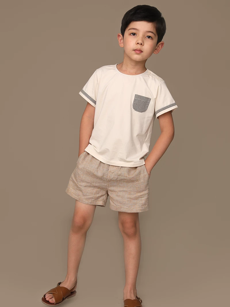 Hazi Quần Áo Trẻ Em Mùa Hè Phong Cách Mới Unisex Cotton Nhanh Khô Màu Khối Áo Thun Tay Ngắn Cho Bé Áo Lót
