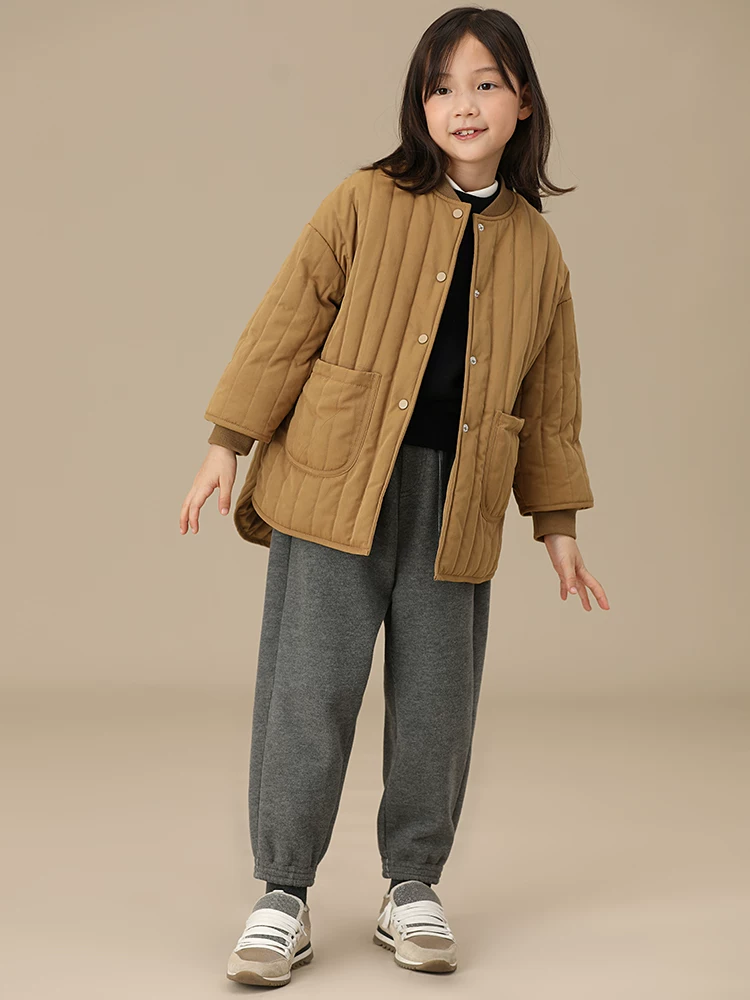 Quần mùa đông cho bé trai và bé gái, lót lông cừu, dày dặn, kiểu jogger, chất liệu cotton rộng rãi, quần ấm áp, thoải mái cho trẻ em.