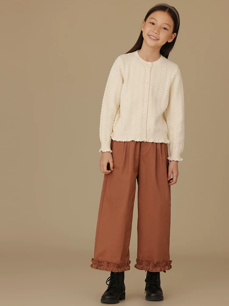 Quần áo trẻ em mùa xuân thu quần âu cotton twill dễ thương mát mẻ kiểu nữ tính quần ống đứng quần ống rộng cho bé gái