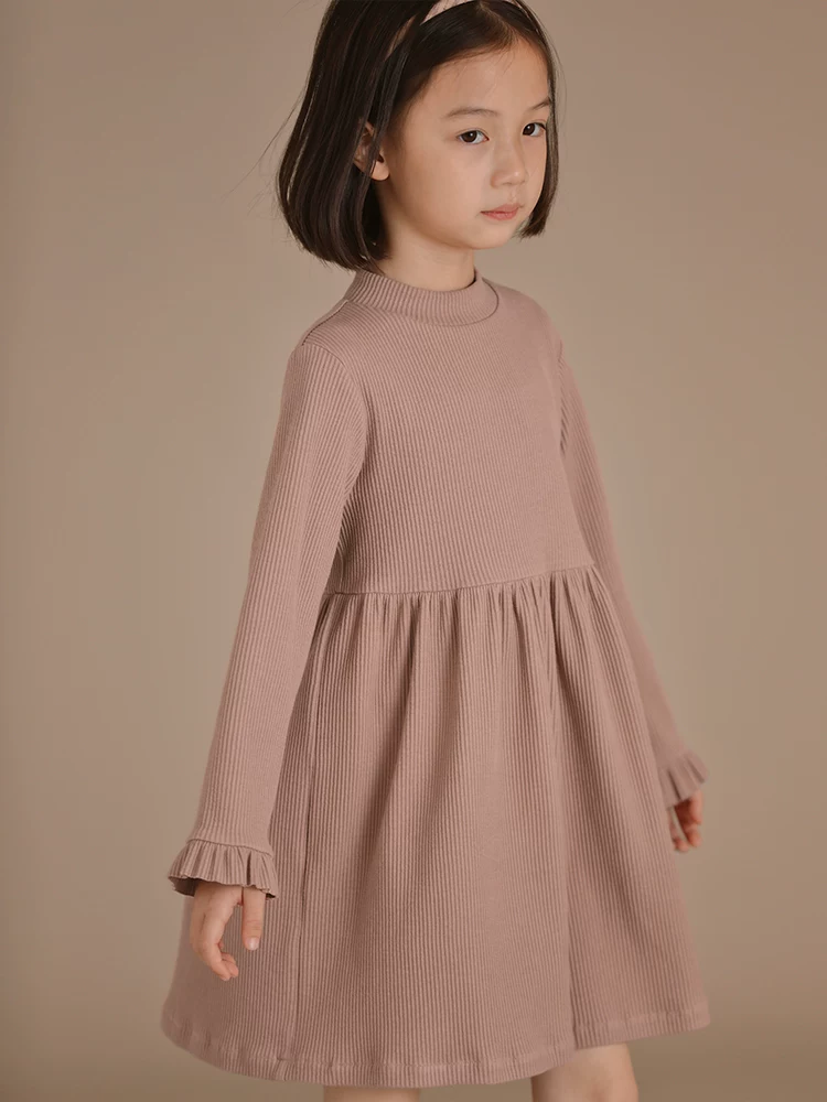 Sản phẩm mùa đông mới của Hazi Tong: Váy áo len cổ tròn tay ren cho bé gái, váy công chúa cotton cho bé.