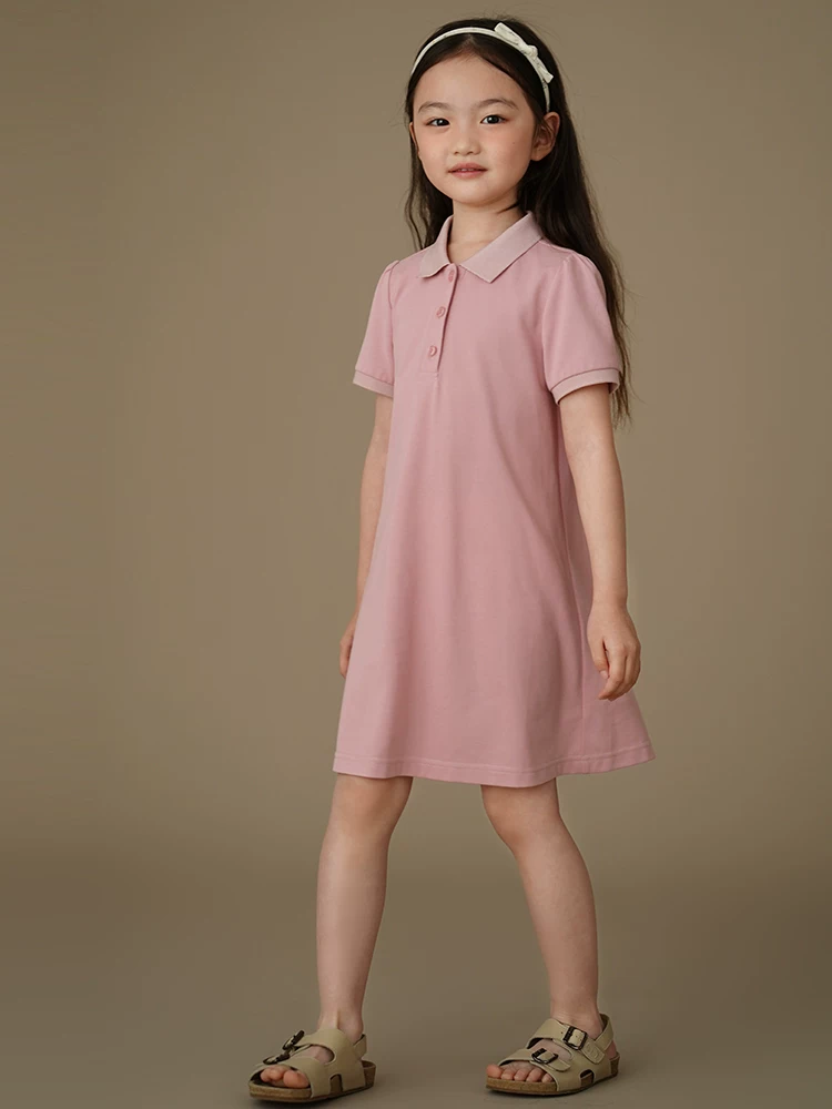 Quần áo trẻ em Hazi Váy polo dệt kim mùa hè Váy chữ A thoáng mát nhanh khô Váy chống muỗi cho bé gái Chiều dài vừa phải