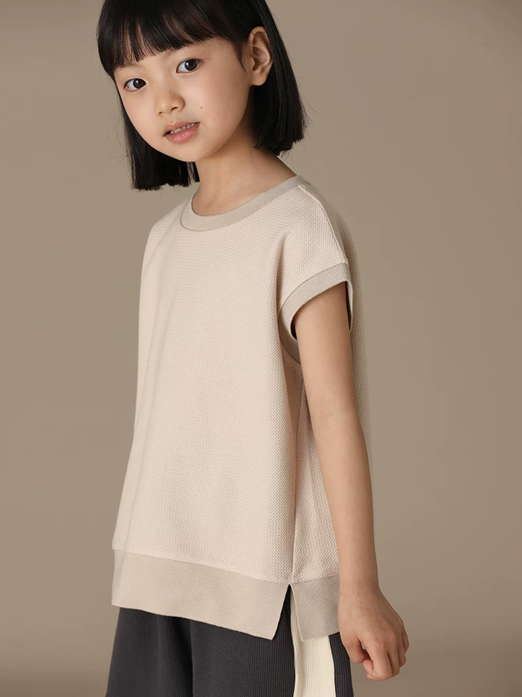 Quần áo trẻ em Hazi Áo vest mùa hè Áo vest ngắn tay có họa tiết dệt kim dành cho trẻ em dành cho cha mẹ và con cái