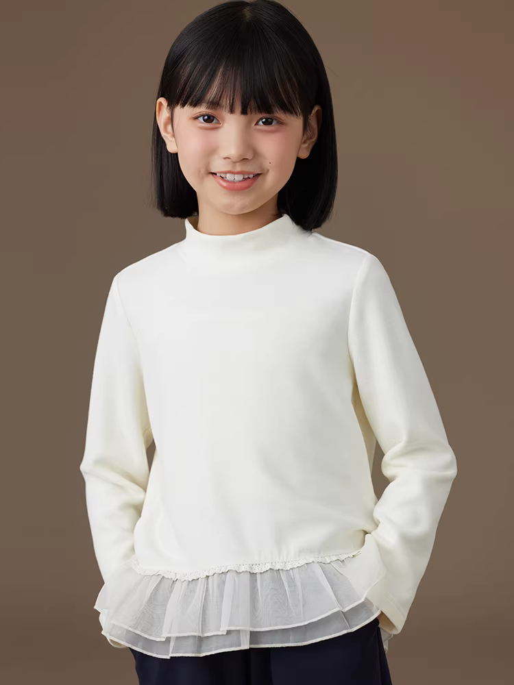 Áo thun dài tay cho bé gái Hartzhi, áo kiểu dệt ren ngọt ngào mùa xuân thu, áo mặc thường ngày, thời trang thu đông 2025 kiểu mới