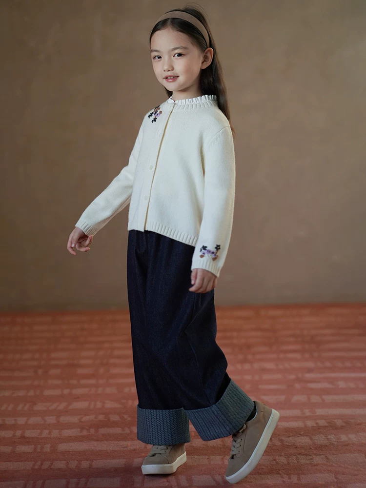 Quần áo trẻ em mùa xuân thu, quần dài thường ngày, kiểu dáng đơn giản, rộng rãi, thẳng, dành cho bé trai và bé gái, quần jeans retro thời trang