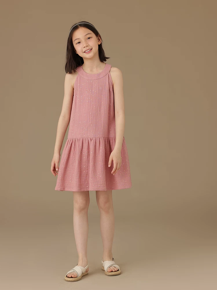 Quần áo trẻ em Hazi Váy mùa hè dành cho trẻ em màu đỏ hồng Váy cotton toàn bộ Váy bé gái Váy mùa hè cho bé gái Cảm giác cao cấp