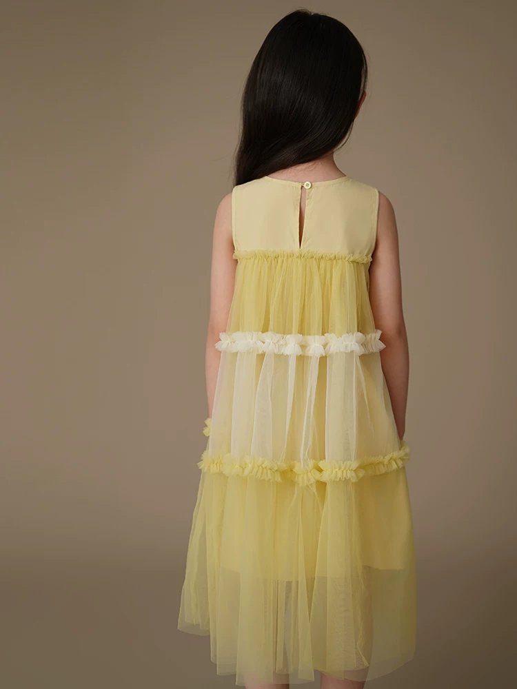 Quần áo trẻ em váy vest mùa hè váy vải tuyn như cổ tích váy công chúa dài vừa phải cho bé gái váy sinh nhật cho bé gái