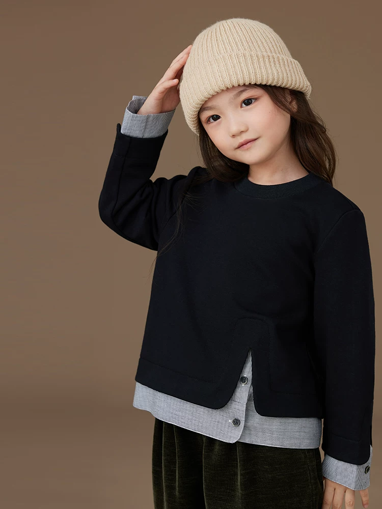 Quần áo trẻ em thời thượng kiểu hai mảnh áo sweatshirt cho mùa thu đông, áo thun đa năng phong cách thường ngày cho bé trai và bé gái, áo khoác thời trang.