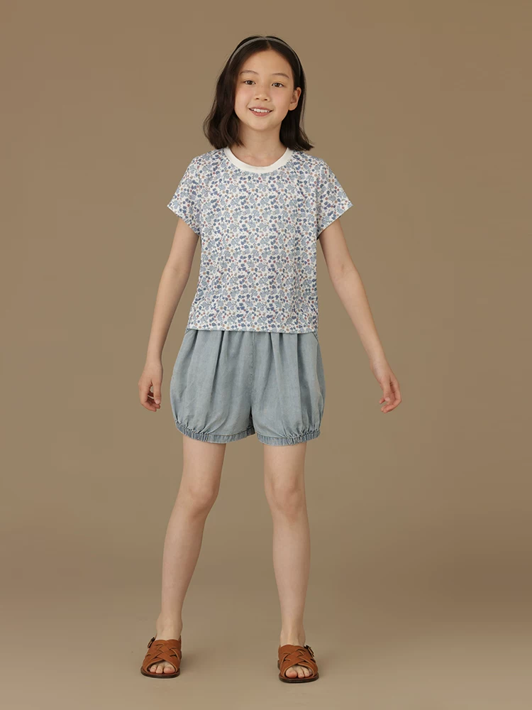 Quần áo trẻ em quần short năm điểm mát mẻ và thoáng khí quần short denim lyocell quần short bé trai và bé gái kiểu dáng mỏng mùa hè