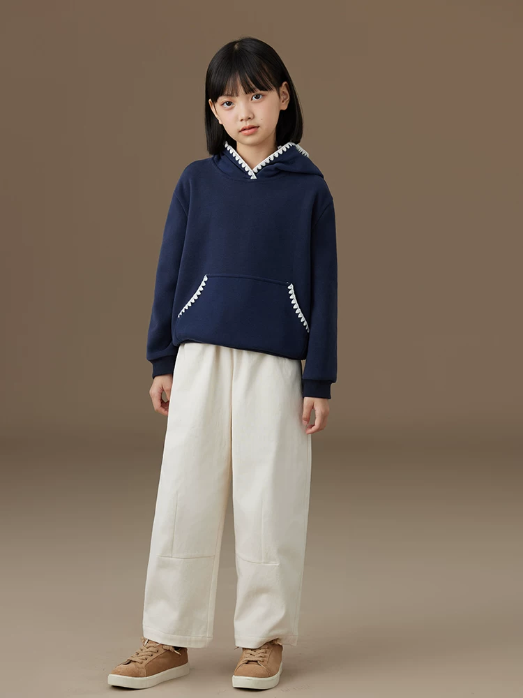 Quần áo trẻ em Hazi Quần dài mùa thu đông màu be Quần dài trẻ em đơn giản đa năng Quần cotton thẳng thân thiện với da cho bé trai và bé gái
