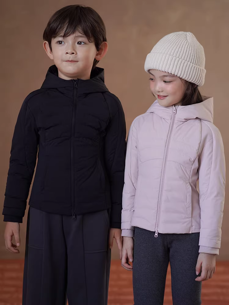 Áo khoác phao trẻ em dáng ôm, kiểu mỏng, dành cho bé trai và bé gái, áo khoác lông ngỗng có mũ, lớp trong mặc đi học, mùa đông