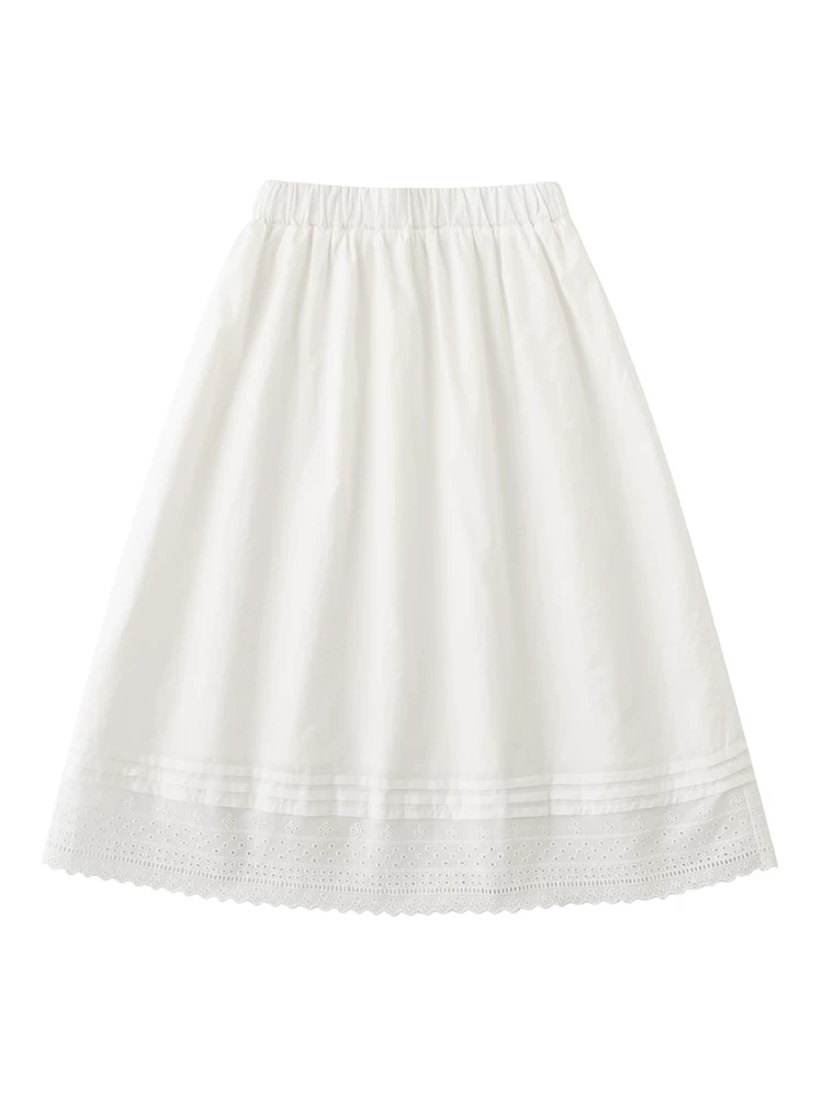 Quần áo trẻ em Hazi Váy dài thường ngày mùa xuân/hè Váy dài ren trắng kiểu cổ tích Váy cotton thân thiện với da Váy chữ A