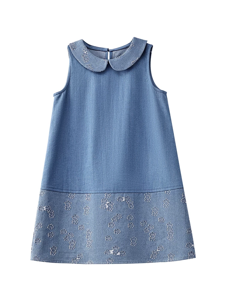 Quần áo trẻ em Hazi Váy denim cổ điển mới mùa hè dành cho bé gái, Váy ba lỗ ngọt ngào và dễ thương dành cho trẻ lớn hơn.